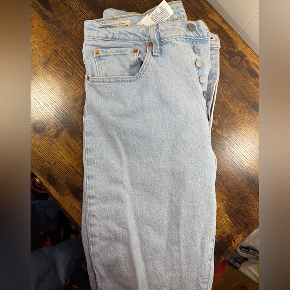 Levi's 501 32x28 Premium White and Light Blue Denim Raw Hem - Picture 12 of 15